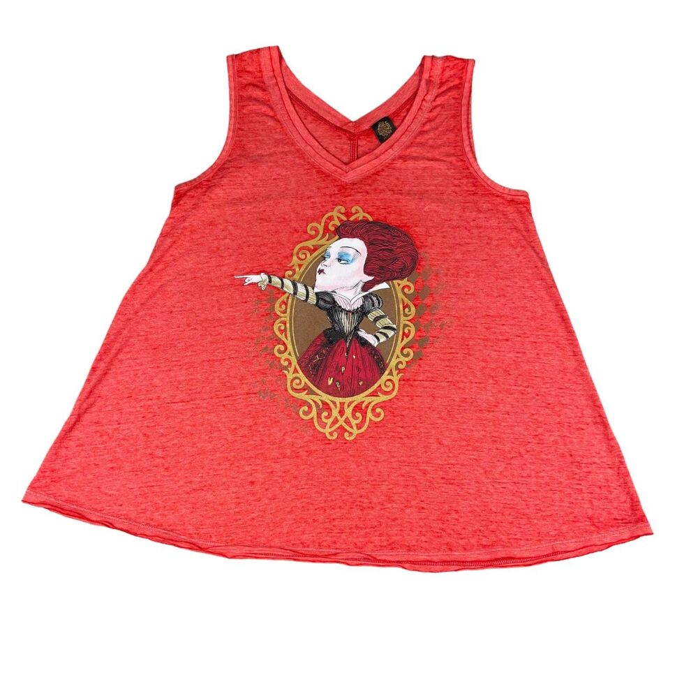 Disney Alice in Wonderland Tank Top Women's Medium Red Queen Sleeveless Shirt